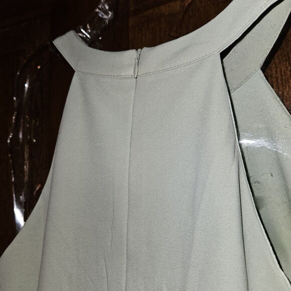 Women's M Dress Halter Neck Mint Green Sleeveless Backless High Low Cocktail - Picture 9 of 10